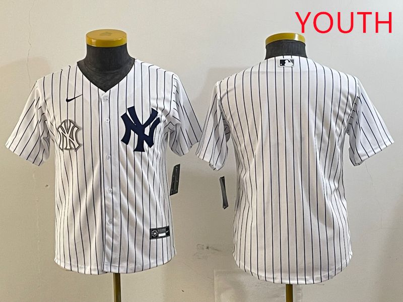 Youth New York Yankees Blank White Stripe Game 2025 Nike MLB Jersey style 9->youth mlb jersey->Youth Jersey